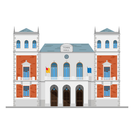 Cute cartoon vector illustration of a town hallのイラスト素材