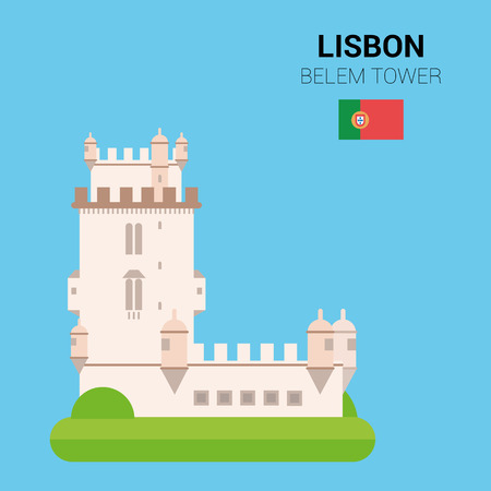 Monuments and landmarks Vector Collection: Belem Tower.のイラスト素材