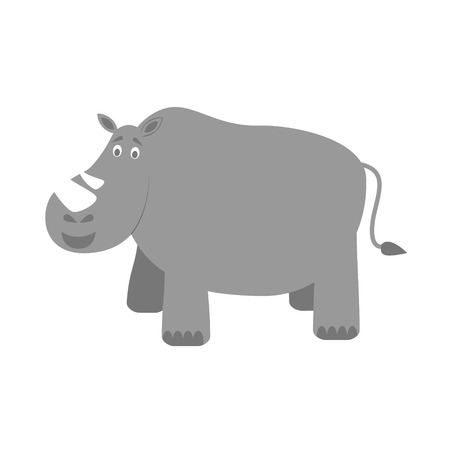Cute cartoon rhino vector illustrationのイラスト素材