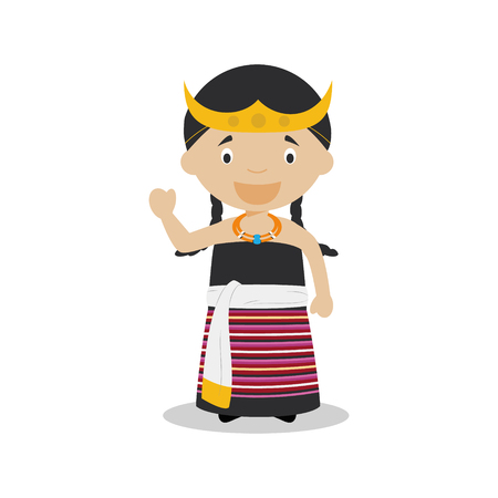 Character from East Timor dressed in the traditional way Illustrationのイラスト素材