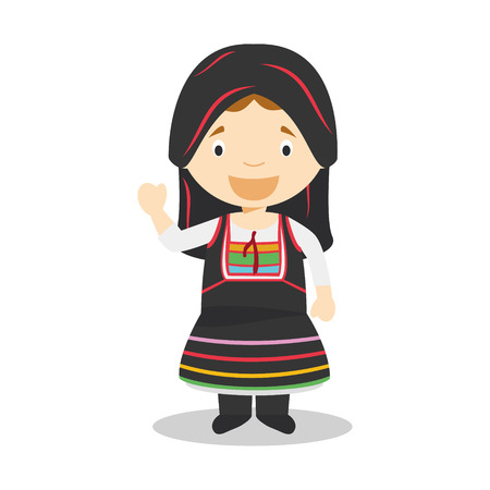 Character from Cyprus dressed in the traditional way Illustration. Kids of the World Collection.のイラスト素材