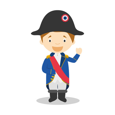 Napoleon Bonaparte cartoon character Illustration. Kids Collection.のイラスト素材