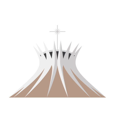 Brasilia Cathedral, Brazil. Isolated on white background vector illustration.の販売画像