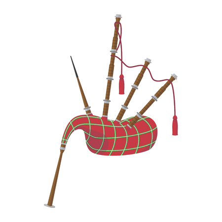 Vector illustration of a bagpipes in cartoon style isolated on white backgroundのイラスト素材