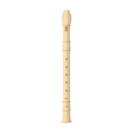 Vector illustration of a flute in cartoon style isolated on white backgroundのイラスト素材