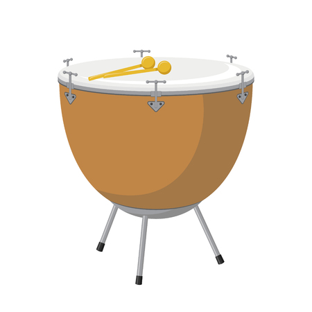 Vector illustration of a kettledrum in cartoon style isolated on white backgroundのイラスト素材