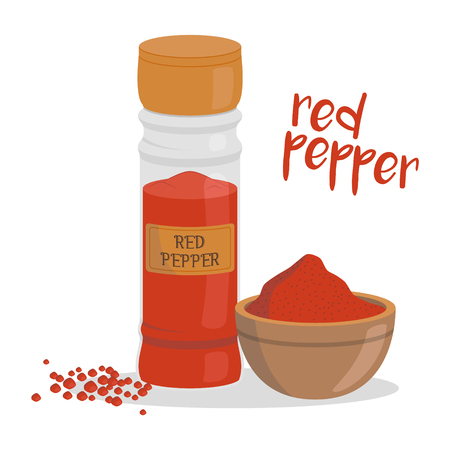 Vector red pepper illustration isolated in cartoon style. Herbs and Species Seriesのイラスト素材