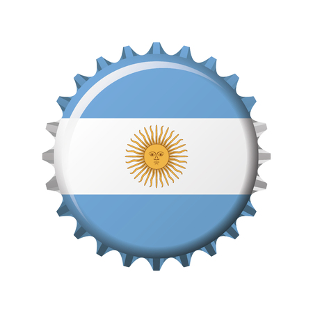 National flag of Argentina on a bottle cap. Vector Illustrationのイラスト素材