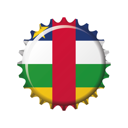 National flag of Central African Republic on a bottle cap. Vector Illustrationのイラスト素材