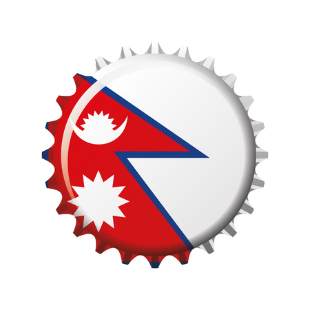 National flag of Nepal on a bottle cap. Vector Illustrationのイラスト素材