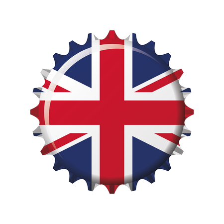 National flag of United Kingdom on a bottle cap. Vector Illustrationのイラスト素材