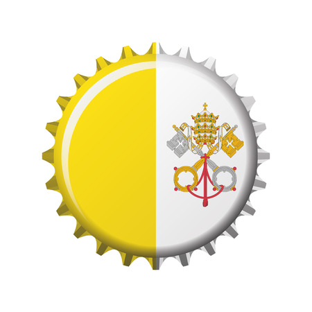 National flag of Vatican City on a bottle cap. Vector Illustrationのイラスト素材
