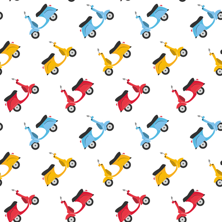 Funny scooters seamless pattern backgroundのイラスト素材