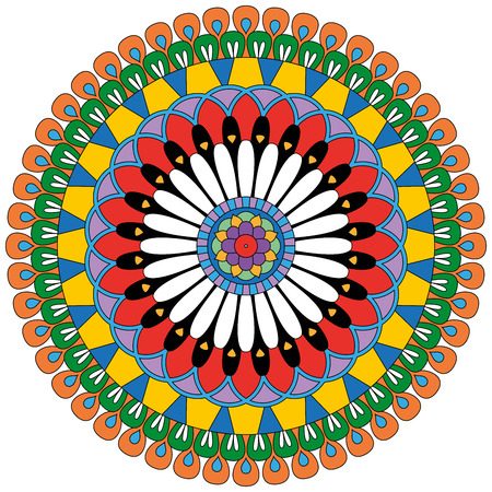 Decorative colorful floral mandala Vector illustration isolated on white backgroundのイラスト素材