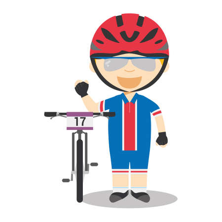 Sports cartoon vector illustrations: Mountain Bike (MTB)のイラスト素材