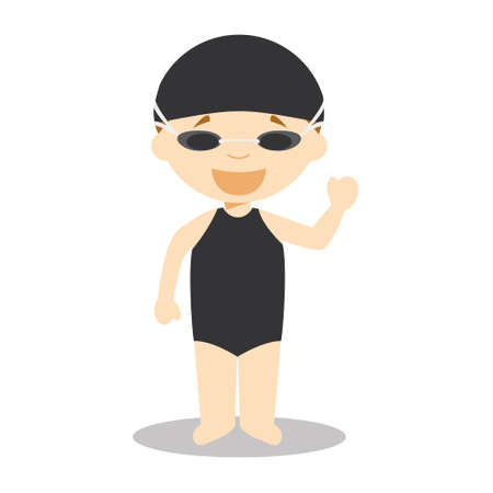 Sports cartoon vector illustrations: Swimming (female)のイラスト素材