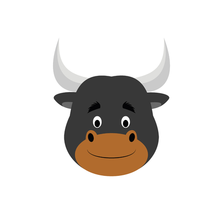 Bull face in cartoon style for children. Animal Faces Vector illustration Seriesのイラスト素材