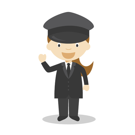 Cute cartoon vector illustration of a chauffeur. Women Professions Seriesのイラスト素材