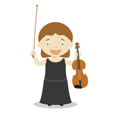Cute cartoon vector illustration of a classic musician. Women Professions Seriesのイラスト素材
