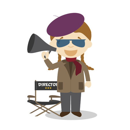 Cute cartoon vector illustration of a filmmaker. Women Professions Seriesのイラスト素材