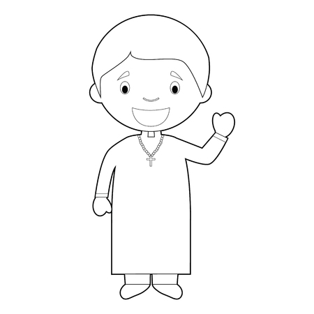 Easy coloring cartoon vector illustration of a priest.