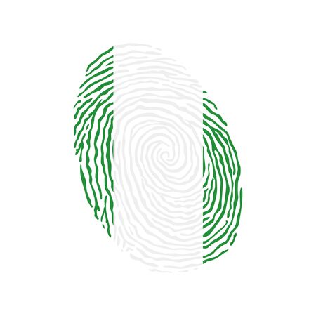 Fingerprint vector colored with the national flag of Nigeriaのイラスト素材