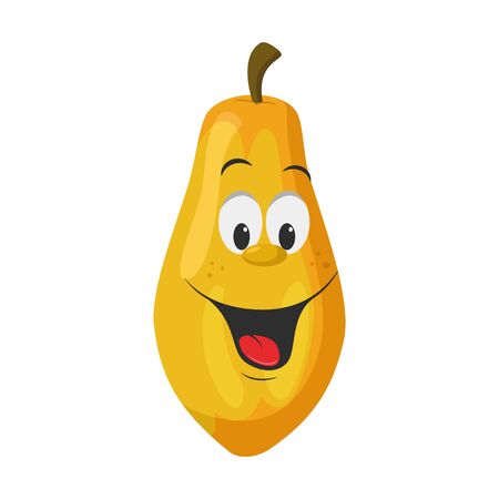 Fruits Characters Collection: Vector illustration of a funny and smiling papaya character.のイラスト素材