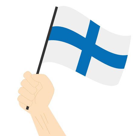 Hand holding and rising the maritime flag to represent the letter X Vector Illustrationのイラスト素材