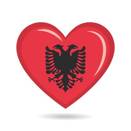 Albania national flag in heart shape vector illustrationのイラスト素材