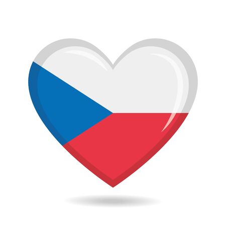 Czech Republic national flag in heart shape vector illustrationのイラスト素材