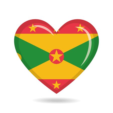 Grenada national flag in heart shape vector illustrationのイラスト素材