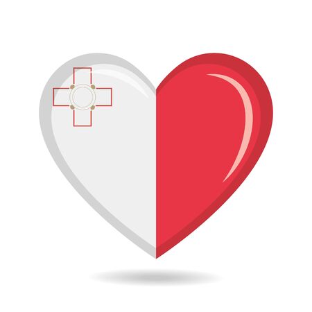 Malta national flag in heart shape vector illustrationのイラスト素材