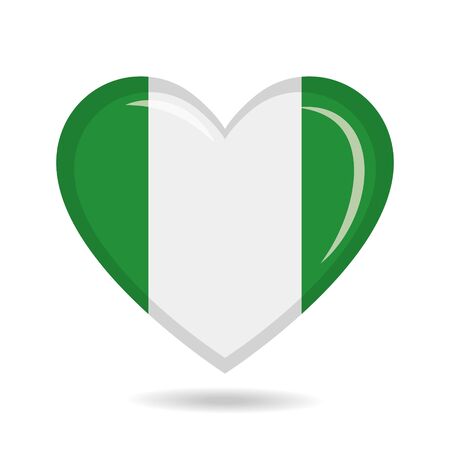 Nigeria national flag in heart shape vector illustrationのイラスト素材