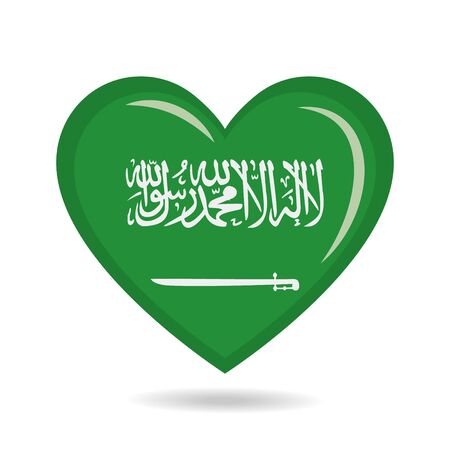Saudi Arabia national flag in heart shape vector illustrationのイラスト素材