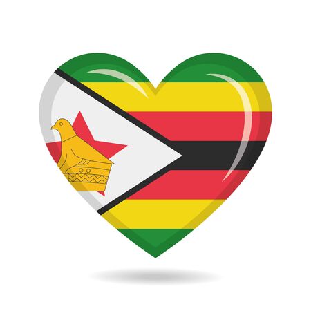 Zimbabwe national flag in heart shape vector illustrationのイラスト素材