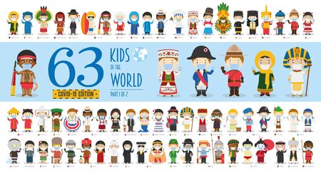 Covid 19 Health Emergency Special Edition Part 1: Set of 63 children of different nationalities with...