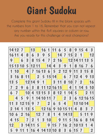 Giant Sudoku Educational Sheet. Primary module for Numerical Ability. 5-6 years old. Educational Sheets Seriesのイラスト素材