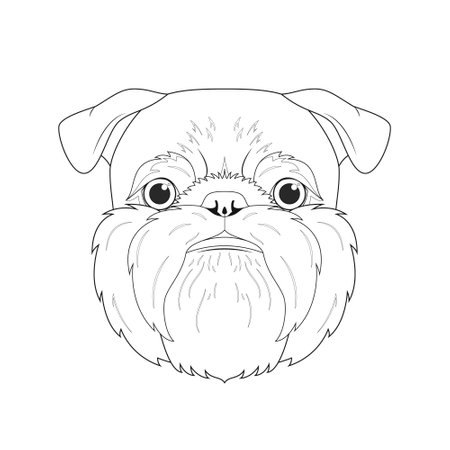 Brussels Griffon dog easy coloring cartoon vector illustration. Isolated on white backgroundのイラスト素材