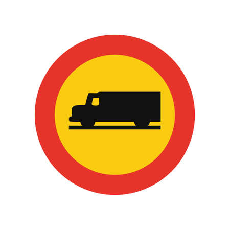 Rounded traffic signal in yellow and red, isolated on white background. Temporary entry prohibited for trucksのイラスト素材