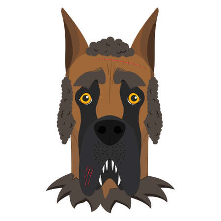 Halloween greeting card. Great Dane dog dressed as a werewolfのイラスト素材