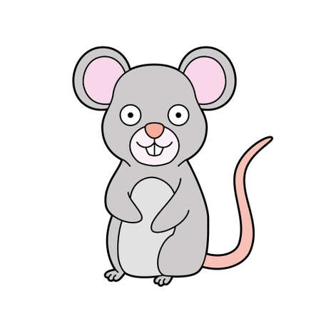 Cute cartoon vector illustration of a mouseのイラスト素材