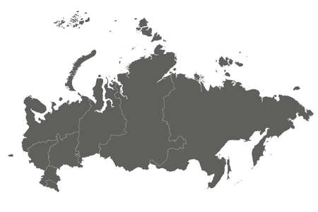 Vector blank map of Russia with regions or or federal districts and administrative divisions. Editable and clearly labeled layers.のイラスト素材
