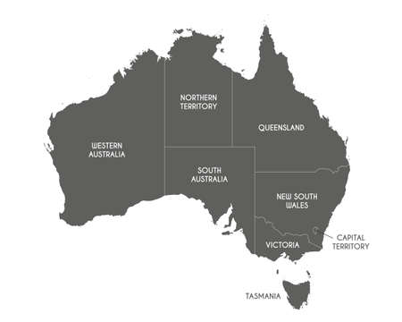 Vector map of Australia with regions or territories and administrative divisions. Editable and clearly labeled layers.のイラスト素材