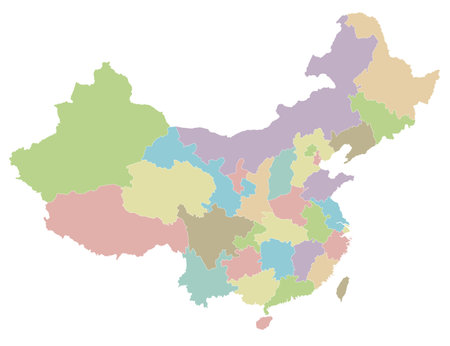 Vector blank map of China with provinces, regions and administrative divisions. Editable and clearly labeled layers.のイラスト素材