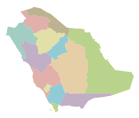 Vector blank map of Saudi Arabia with provinces and administrative divisions. Editable and clearly labeled layers.のイラスト素材