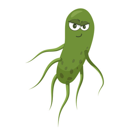 Vector illustration of a Salmonella bacterium in cartoon style isolated on white backgroundのイラスト素材