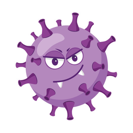 Vector illustration of a HIV or Human Immunodeficiency Virus in cartoon style isolated on white backgroundのイラスト素材