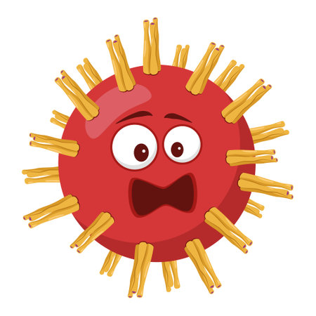 Vector illustration of a Herpes Simplex Virus in cartoon style isolated on white backgroundのイラスト素材