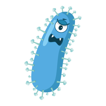 Vector illustration of a Rabies Lyssavirus virus in cartoon style isolated on white backgroundのイラスト素材