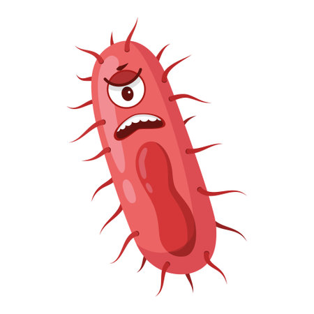 Vector illustration of a Yersinia pestis bacterium in cartoon style isolated on white backgroundのイラスト素材